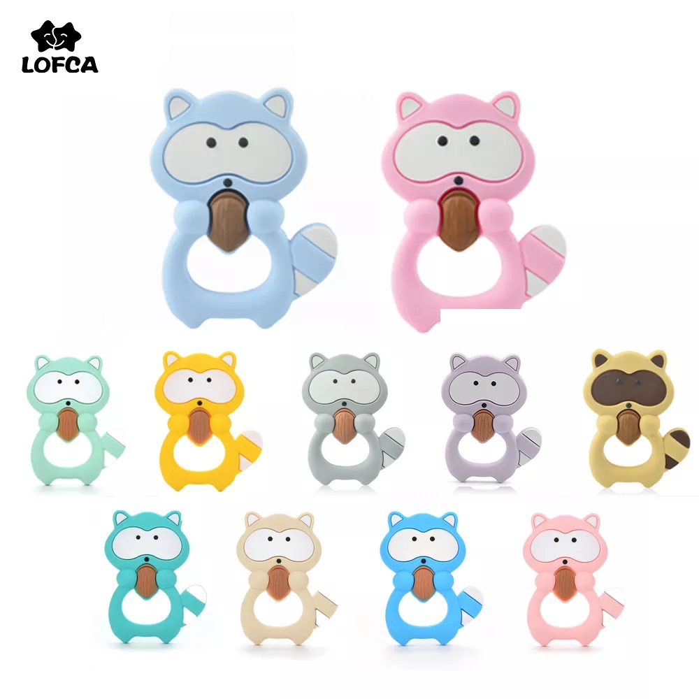 Baby Products Expo - 1PC RaccoonซิลิโคนTeetherของเล่นสร้อยคอทารกChewของเล่นRaccoonซิลิโคนลูกปัดTeether DIY Baby Teething