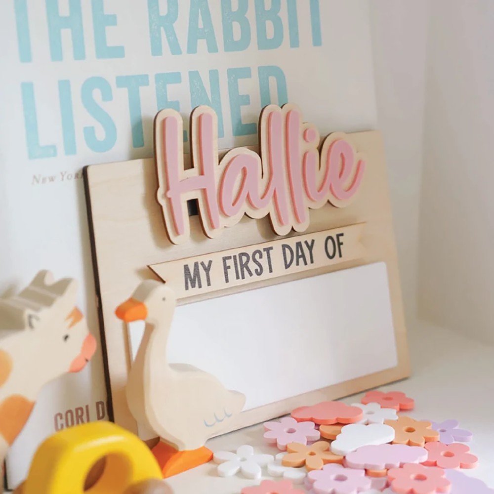ป้ายชื่อไม้สำหรับวันแรกและวันส - Baby Gate Stairs บทวิจารณ์และราคา